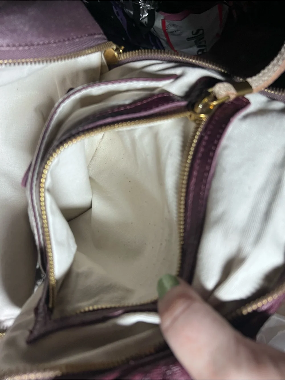 Liebeskind Purple Leather Shoulder Bag with Cream Handles